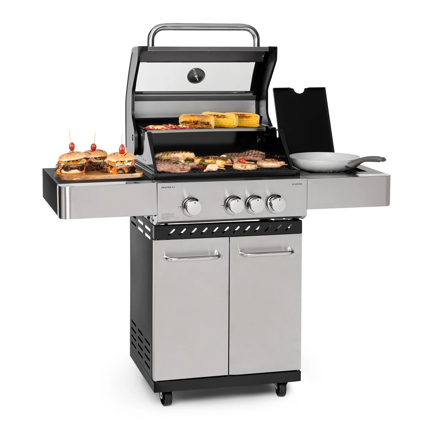 Valkyrie Gasgrill 3x3,2 + 2,9 KW Sichtfenster 54x42 Cm Grill Edelstahl 3 Valkyrie Gasgrill 3x3,2 + 2,9 KW Sichtfenster 54x42 Cm Grill Edelstahl