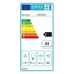 Capannina Unterbau-Abzugshaube 60cm 166m³/h LED Edelstahl Schwarz -Klarstein 10034861 energy label