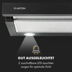 Viola Dunstabzugshaube Edelstahl 59,6 Cm 612m³/h EEK A Schwarz -Klarstein 10034863 de 0005 logo