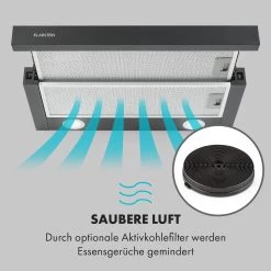 Viola Dunstabzugshaube Edelstahl 59,6 Cm 612m³/h EEK A Schwarz -Klarstein 10034863 de 0007 logo