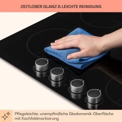 Kochheld 4-Zonen-Induktionskochfeld 6000W Dreh-Regler Glas Schwarz -Klarstein 10034947 de 0008 usp
