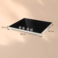 Kochheld 4-Zonen-Induktionskochfeld 6000W Dreh-Regler Glas Schwarz -Klarstein 10034947 yy 0011 dimensions