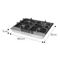 Alchemist 4 Zonen Gaskochfeld Aluminium-Brenner Glaskeramik Schwarz -Klarstein 10034969 yy 0011 dimensions