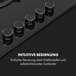 Goldflame 5 Gaskochfeld 5-flammig Messing-Brenner Glaskeramik Schwarz -Klarstein 10034973 de 0004 logo