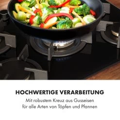 Goldflame 5 Gaskochfeld 5-flammig Messing-Brenner Glaskeramik Schwarz -Klarstein 10034973 de 0007 logo