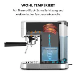 Futura Espressomaker 20 Bar 1450 Watt 20 Bar Wassertank: 1,25 Liter Rostfreier Edelstahl -Klarstein 10035183 de 0003 logo