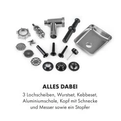 Kraftprotz Elektrischer Fleischwolf 700 W Kupfermotor Hack Wurst Kebbe Edelstahl -Klarstein 10035233 de 0006 logo