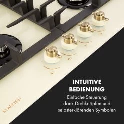 Victoria 4 Zonen Gaskochfeld 4-flammig Sabaf-Brenner Glaskeramik -Klarstein 10035270 de 0004 logo