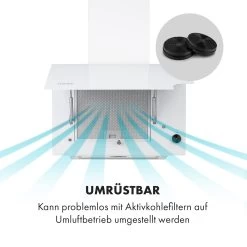 Amelia Dunstabzugshaube 123W 60x47x23,5cm LED-Licht Touch Glas -Klarstein 10035282 de 0006 logo