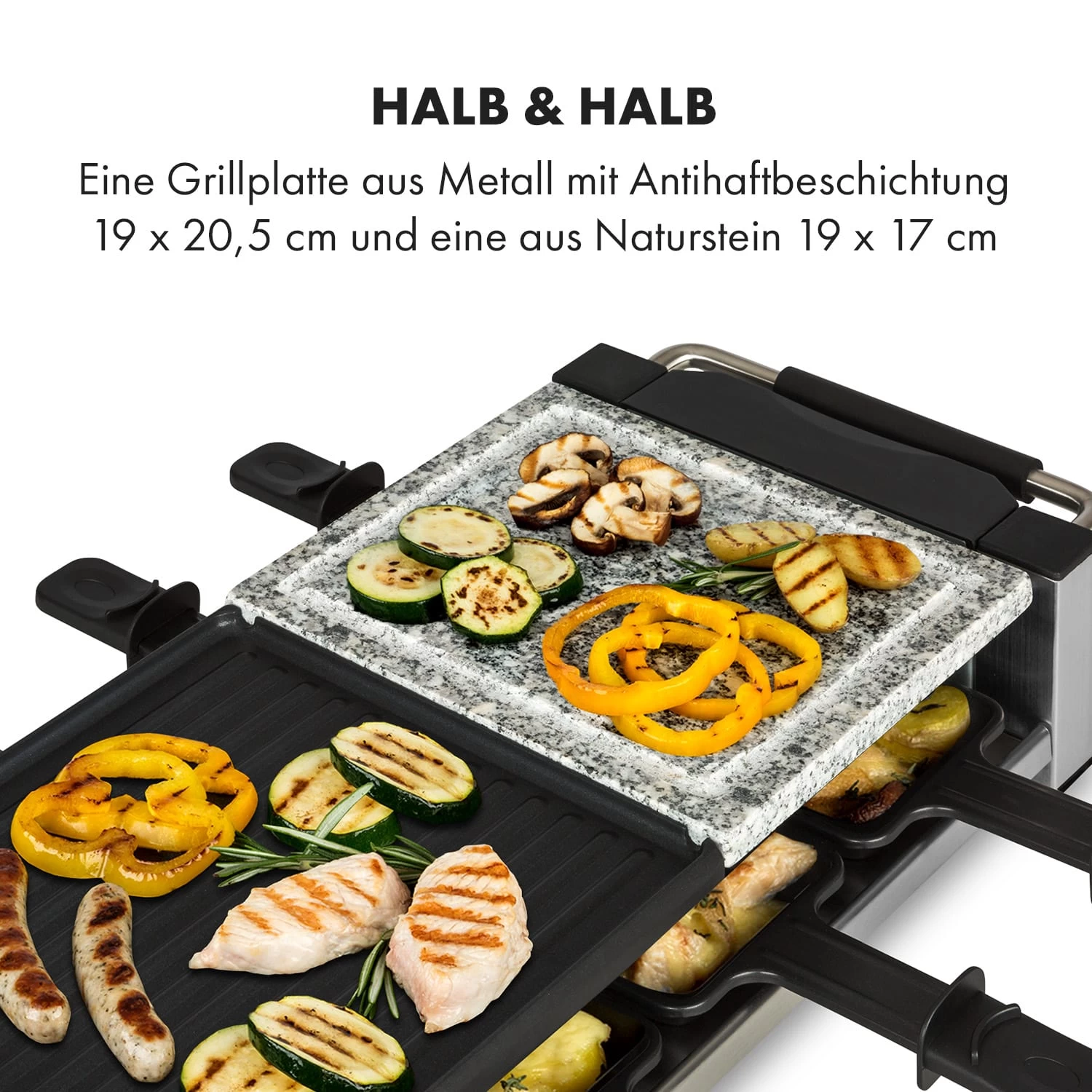 Bistecca Raclette 1200W Metall / Stein 8 Personen Kontroll-LED 6 Bistecca Raclette 1200W Metall / Stein 8 Personen Kontroll-LED – Bild 4