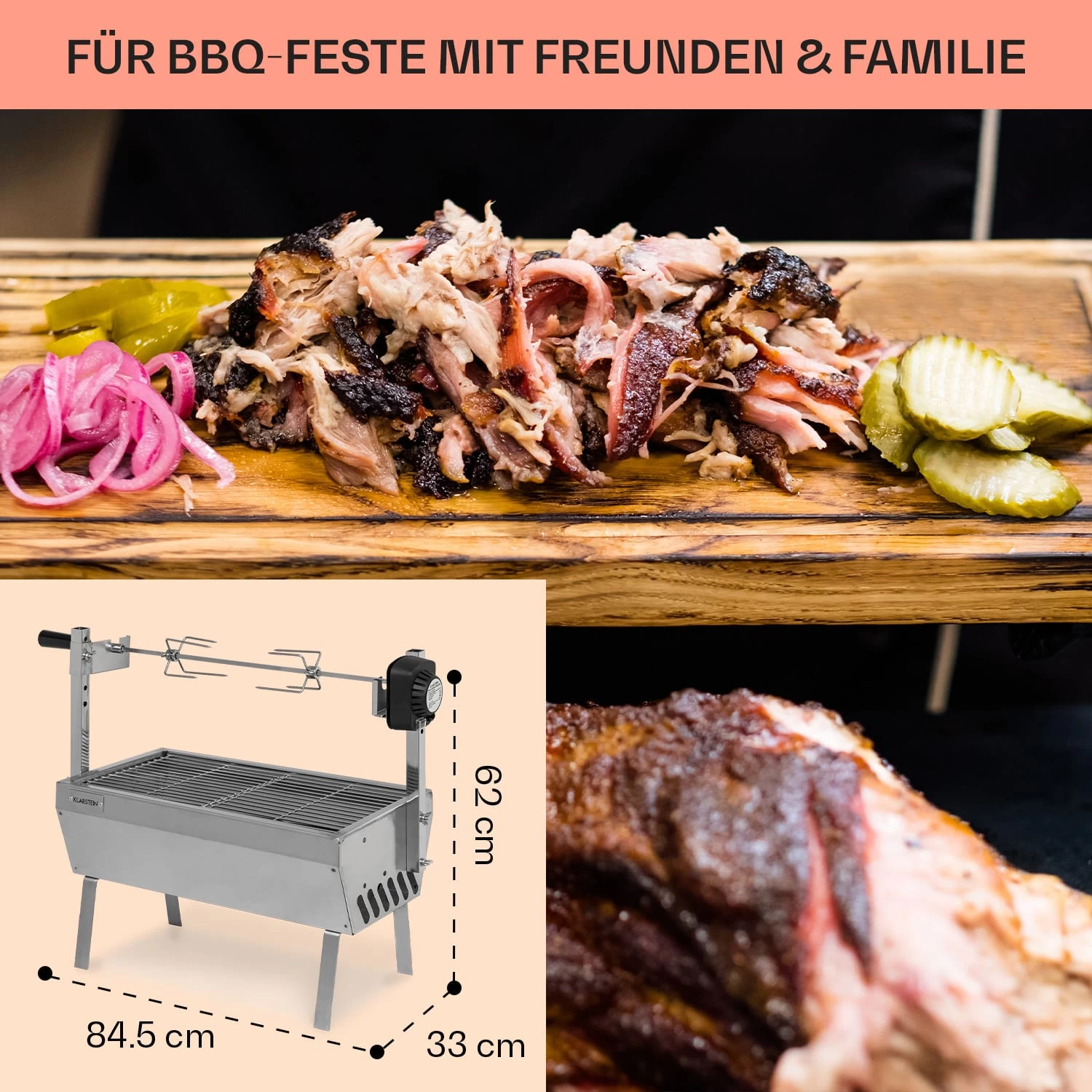 Sauenland Mini Rotisserie-Grill Drehspieß 4W 12kg Max. Edelstahl 8 Sauenland Mini Rotisserie-Grill Drehspieß 4W 12kg Max. Edelstahl – Bild 6