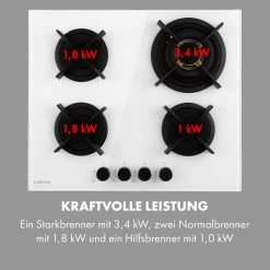 Goldflame 4 Gaskochfeld 4-flammig Messing-Brenner Glaskeramik -Klarstein 10035499 de 0006 logo