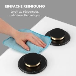 Goldflame 4 Gaskochfeld 4-flammig Messing-Brenner Glaskeramik -Klarstein 10035499 de 0008 logo