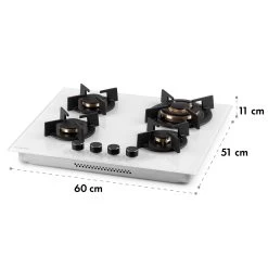 Goldflame 4 Gaskochfeld 4-flammig Messing-Brenner Glaskeramik -Klarstein 10035499 yy 0010 logo Klarstein Goldflame 4 Gasherd weiss