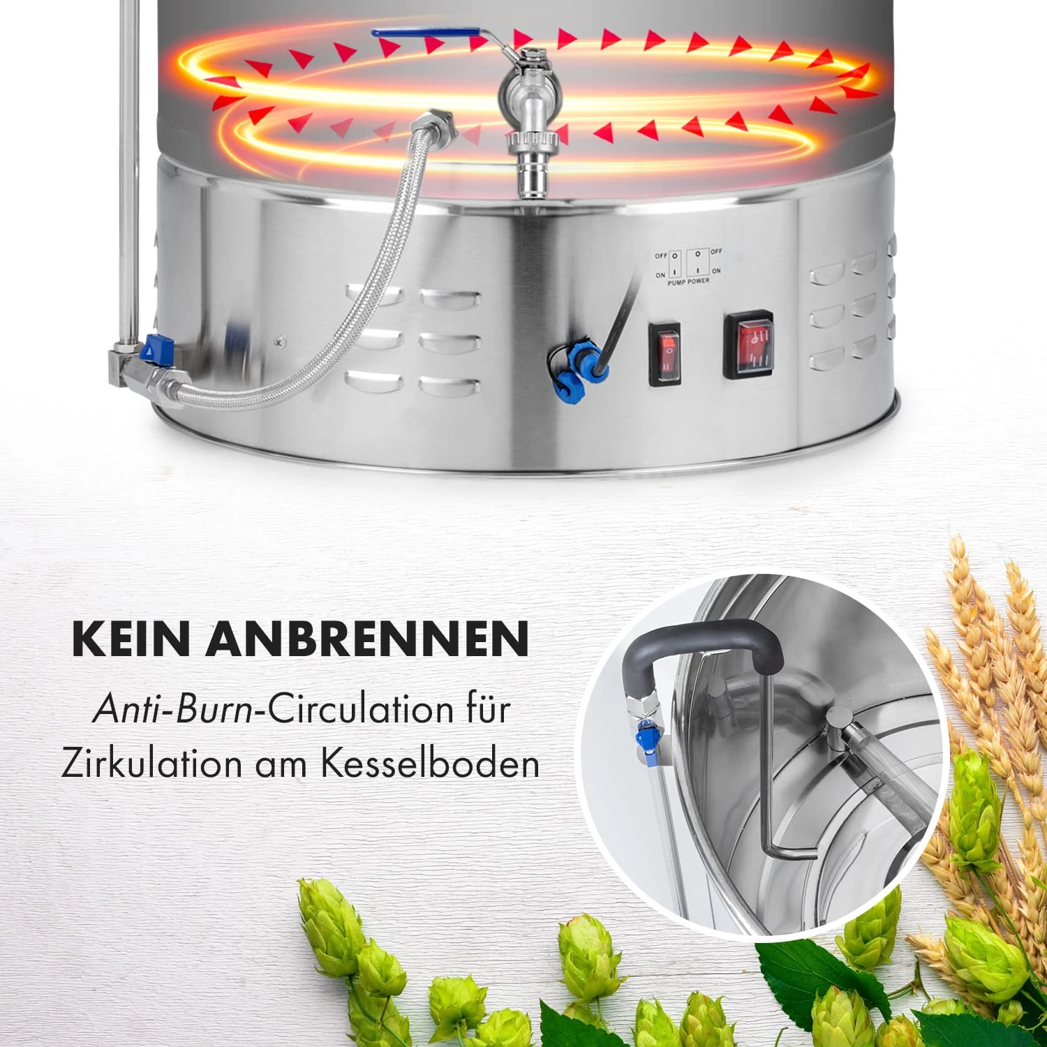 Brauheld Pro Maischekessel 3300W 70L 30-100°C Umwälzpumpe Edelstahl 8 Brauheld Pro Maischekessel 3300W 70L 30-100°C Umwälzpumpe Edelstahl – Bild 6