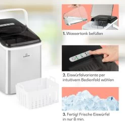 Arctic Porter Eiswürfelmaschine Bullet-Eis 12kg/24h Edelstahl 12 Arctic Porter Eiswürfelmaschine Bullet-Eis 12kg/24h Edelstahl -Klarstein 10035555 de 0004 usp