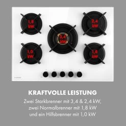 Goldflame 5 Gaskochfeld 5-flammig Messing-Brenner Glaskeramik 16 Goldflame 5 Gaskochfeld 5-flammig Messing-Brenner Glaskeramik -Klarstein 10035615 de 0006 logo