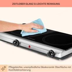 Cookbuddy Doppel-Kochfeld 2400W 5 Leistungsstufen Glaskeramik -Klarstein 10035704 de 0007 usp