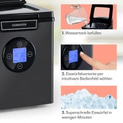 Icemeister 2G Eiswürfelmaschine 12kg/24h LC-Display Edelstahl -Klarstein 10035712 de 0004 usp