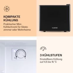 Geheimversteck Mini-Kühlschrank 2 Ebenen 17Ltr. 26dB Thermoelektrisch -Klarstein 10035730 de 0005 logo