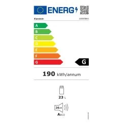Reserva 8 Uno Weinkühlschrank 23 Ltr 8 Fl 11-18 °C 26 DB Edelstahl -Klarstein 10035864 energy label