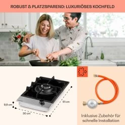 Alchemist Gaskochfeld 1 Wokbrenner Glaskeramik -Klarstein 10036335 de 0006 usp