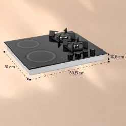 MultiChef 4 Kombi-Gaskochfeld Gas/Glaskeramik 4 Zonen -Klarstein 10036337 yy 0011 dimensions