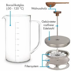 Glaswerk Ristretto French Press 0,35 Liter Borosilikatglas Edelstahl Walnussholz -Klarstein 10036360 de 0005 logo