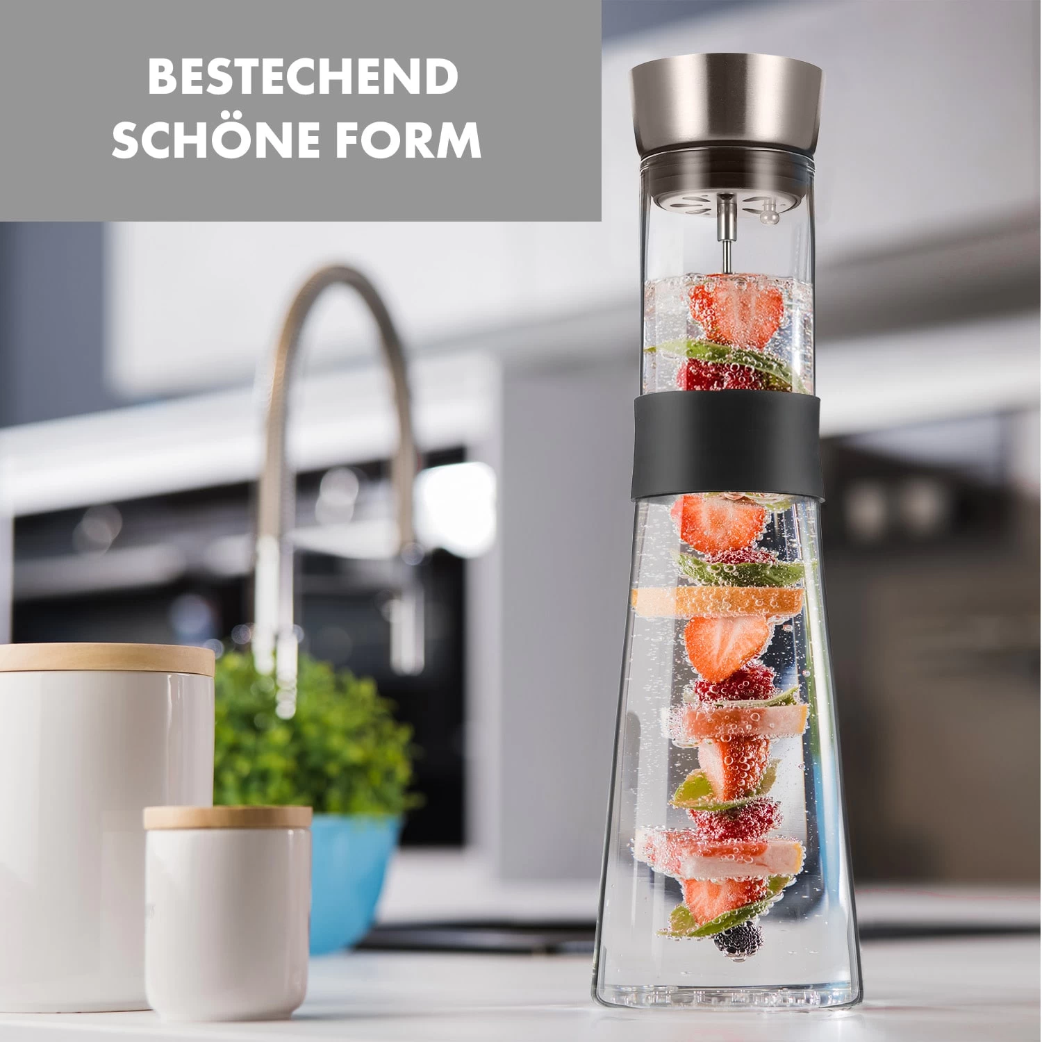 Sile Karaffe 1,6 Liter Borosilikatglas Fruchtspieß Mit Stopper 5 Sile Karaffe 1,6 Liter Borosilikatglas Fruchtspieß Mit Stopper – Bild 3