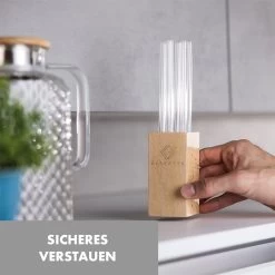 Glaswerk Frezzeria Glasstrohhalme 7 Stück 0,8 X 15 Cm (ØxH) Holzhalterung Bürste 11 Glaswerk Frezzeria Glasstrohhalme 7 Stück 0,8 X 15 Cm (ØxH) Holzhalterung Bürste -Klarstein 10036379 de 0004 logo