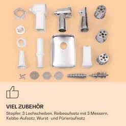 Mighty Mince Elektrischer Fleischwolf 500 - 1361 Watt 3 Lochscheiben -Klarstein 10036478 de 0007 logo