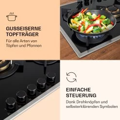 Goldflame 5 Prime Gaskochfeld 5-flammig Messing-Brenner Glaskeramik 11 Goldflame 5 Prime Gaskochfeld 5-flammig Messing-Brenner Glaskeramik -Klarstein 10037808 de 0003 logo