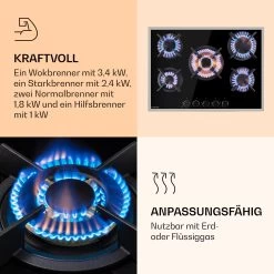 Goldflame 5 Prime Gaskochfeld 5-flammig Messing-Brenner Glaskeramik 12 Goldflame 5 Prime Gaskochfeld 5-flammig Messing-Brenner Glaskeramik -Klarstein 10037808 de 0004 logo