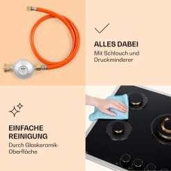 Goldflame 5 Prime Gaskochfeld 5-flammig Messing-Brenner Glaskeramik 14 Goldflame 5 Prime Gaskochfeld 5-flammig Messing-Brenner Glaskeramik -Klarstein 10037808 de 0006 logo