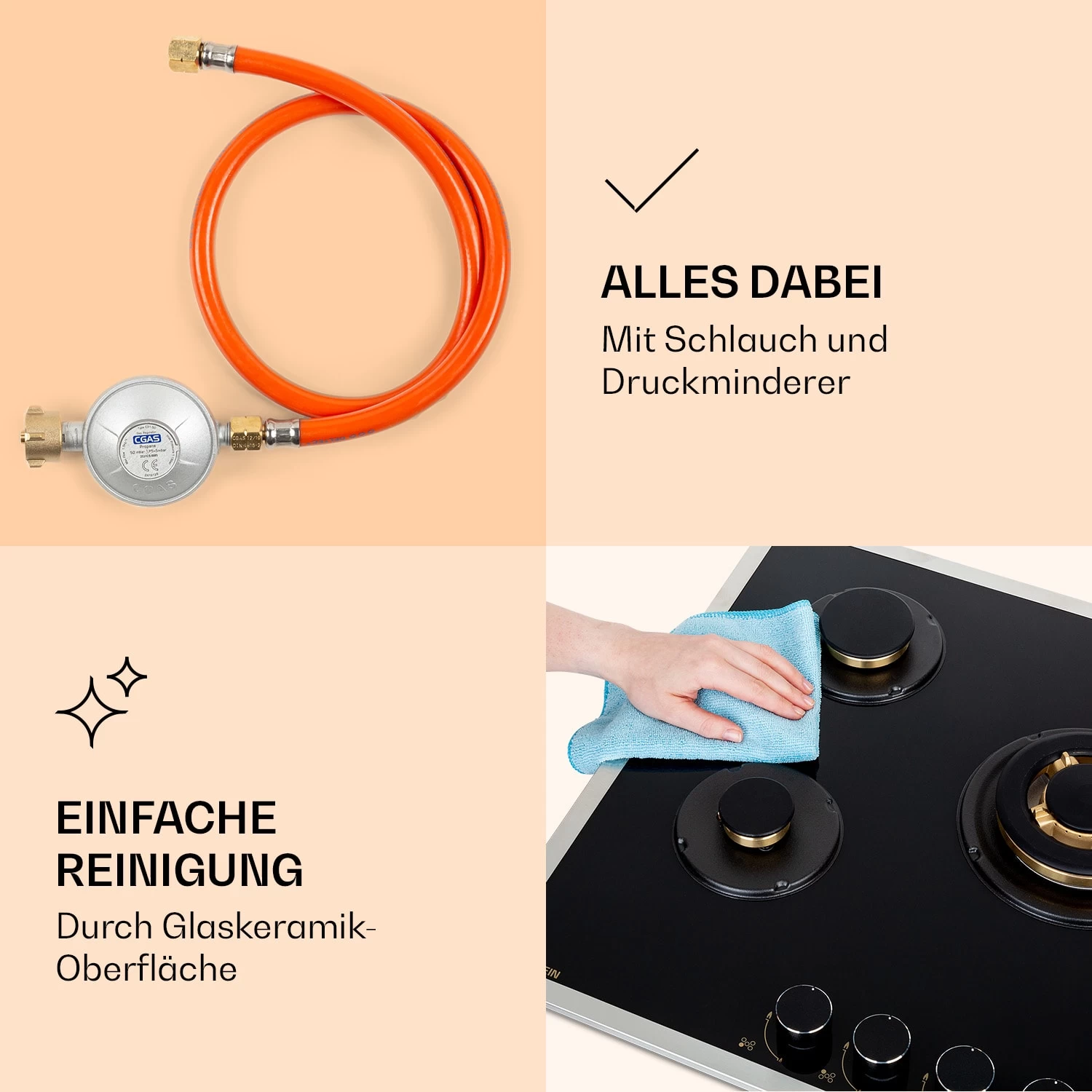 Goldflame 5 Prime Gaskochfeld 5-flammig Messing-Brenner Glaskeramik 8 Goldflame 5 Prime Gaskochfeld 5-flammig Messing-Brenner Glaskeramik – Bild 6