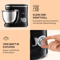 Bella Mini Rührmaschine 1200 W 6 Stufen 4 Liter Edelstahl Pulsfunktion -Klarstein 10037980 de 0003 logo