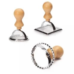 Ravioli Ausstecher 3er Set 3 Größen Rund & Eckig Metall Bambus -Klarstein 10038035 yy 0006 logo