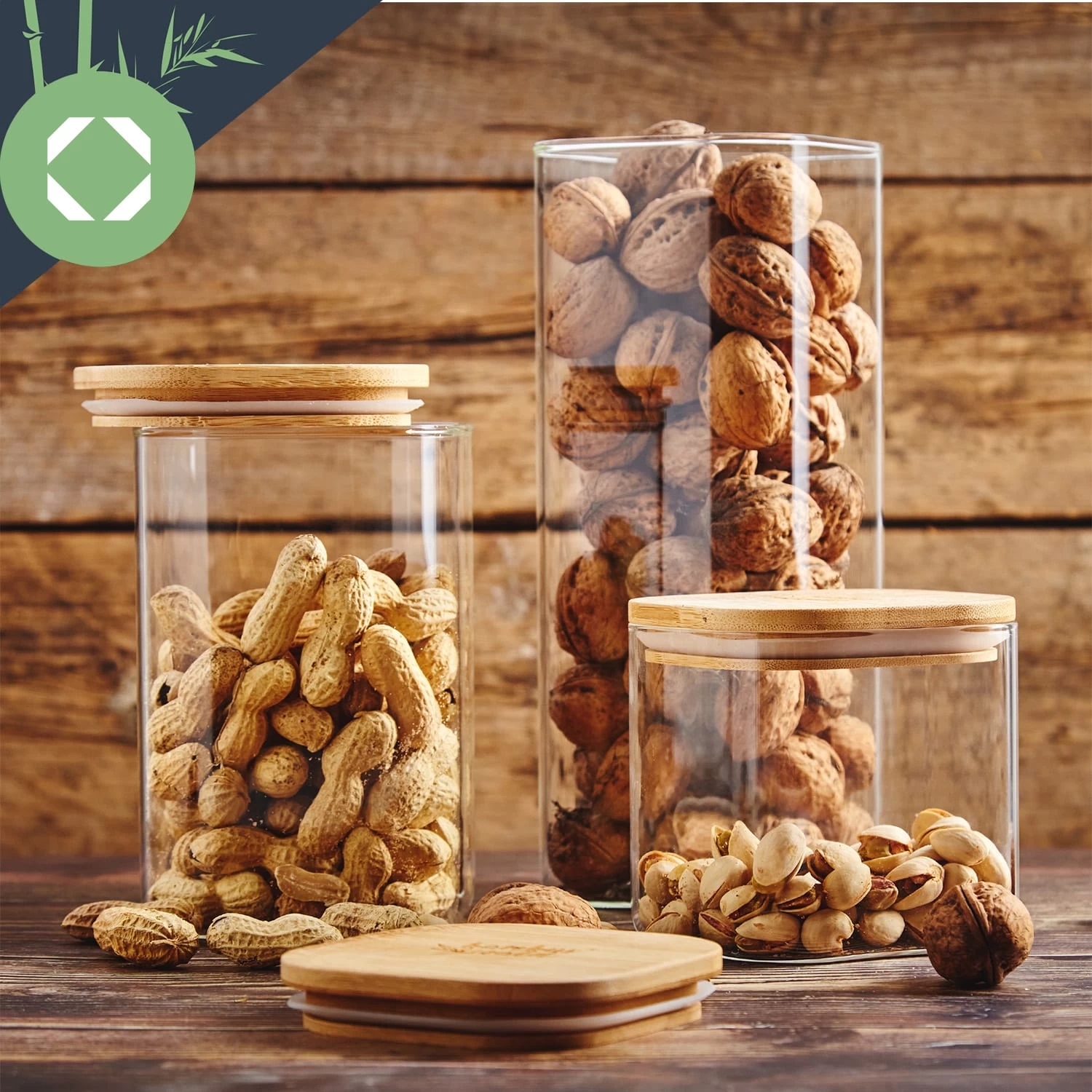 Eckiges Glas Mit Bambusdeckel Luftdicht Silikonring 10 X 25 X 10 Cm 6 Eckiges Glas Mit Bambusdeckel Luftdicht Silikonring 10 X 25 X 10 Cm – Bild 4