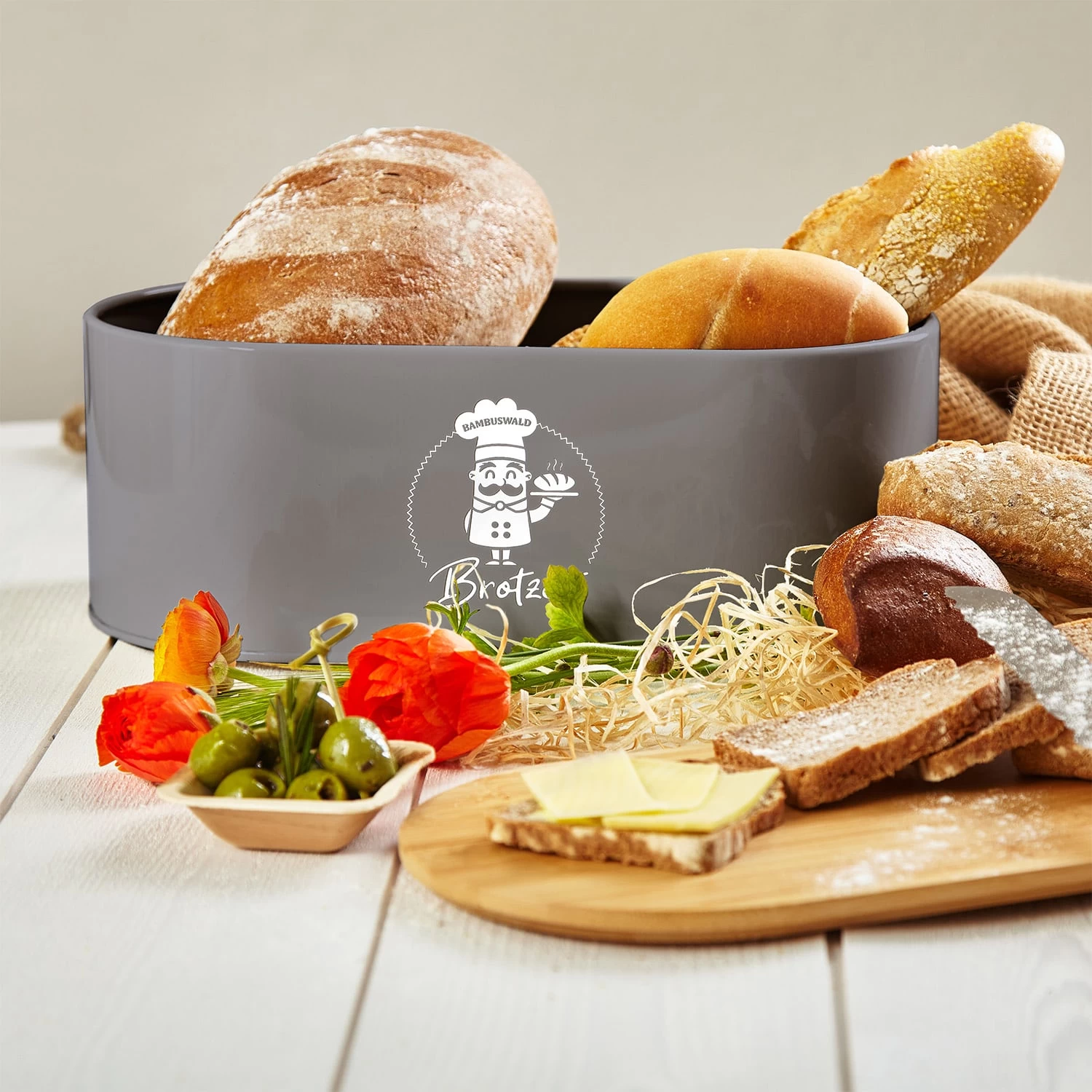 Rök Brotbox Metallblech Bambusdeckel 33,5 X 13 X 18 Cm (BxHxT) Oval 4 Rök Brotbox Metallblech Bambusdeckel 33,5 X 13 X 18 Cm (BxHxT) Oval – Bild 2