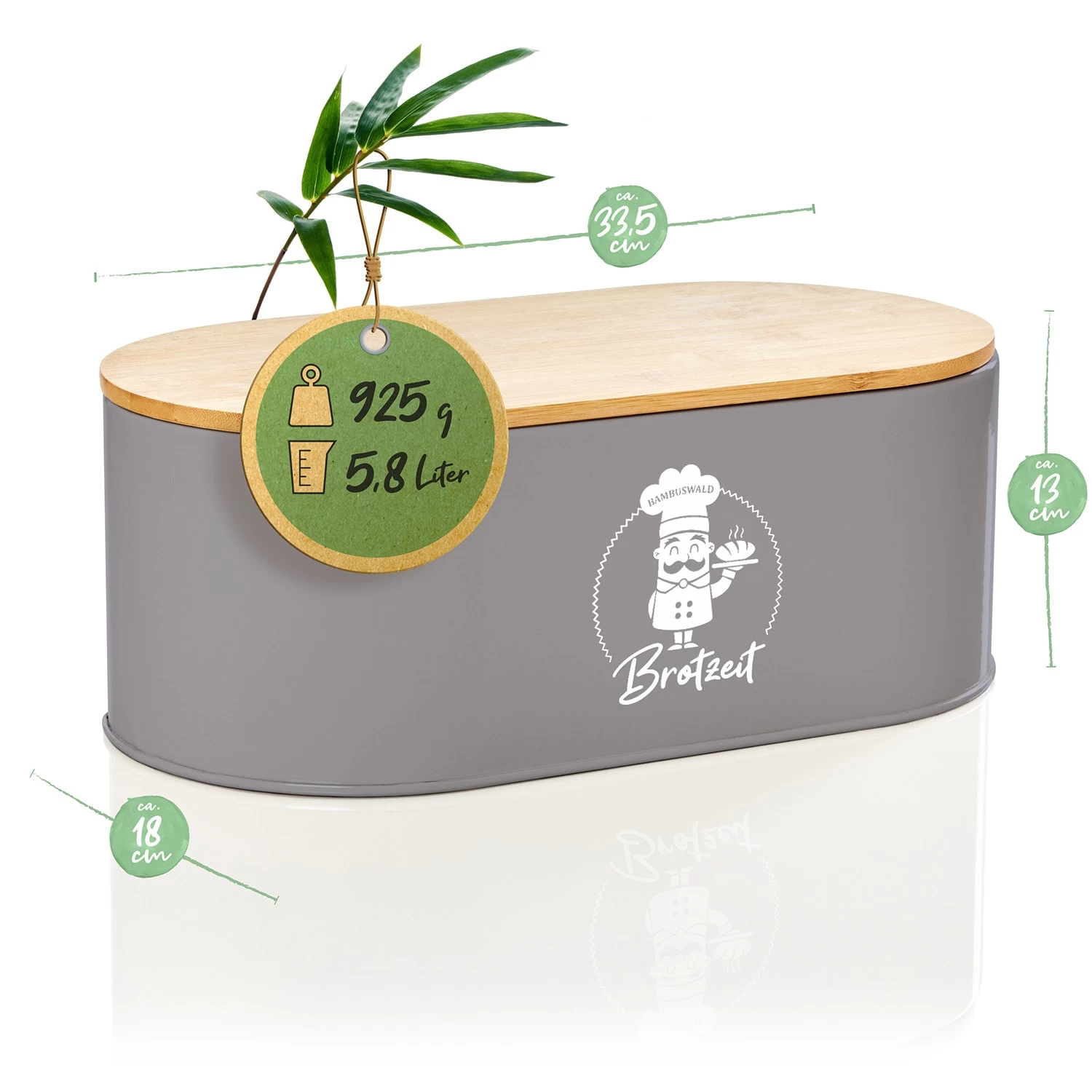 Rök Brotbox Metallblech Bambusdeckel 33,5 X 13 X 18 Cm (BxHxT) Oval 9 Rök Brotbox Metallblech Bambusdeckel 33,5 X 13 X 18 Cm (BxHxT) Oval – Bild 7