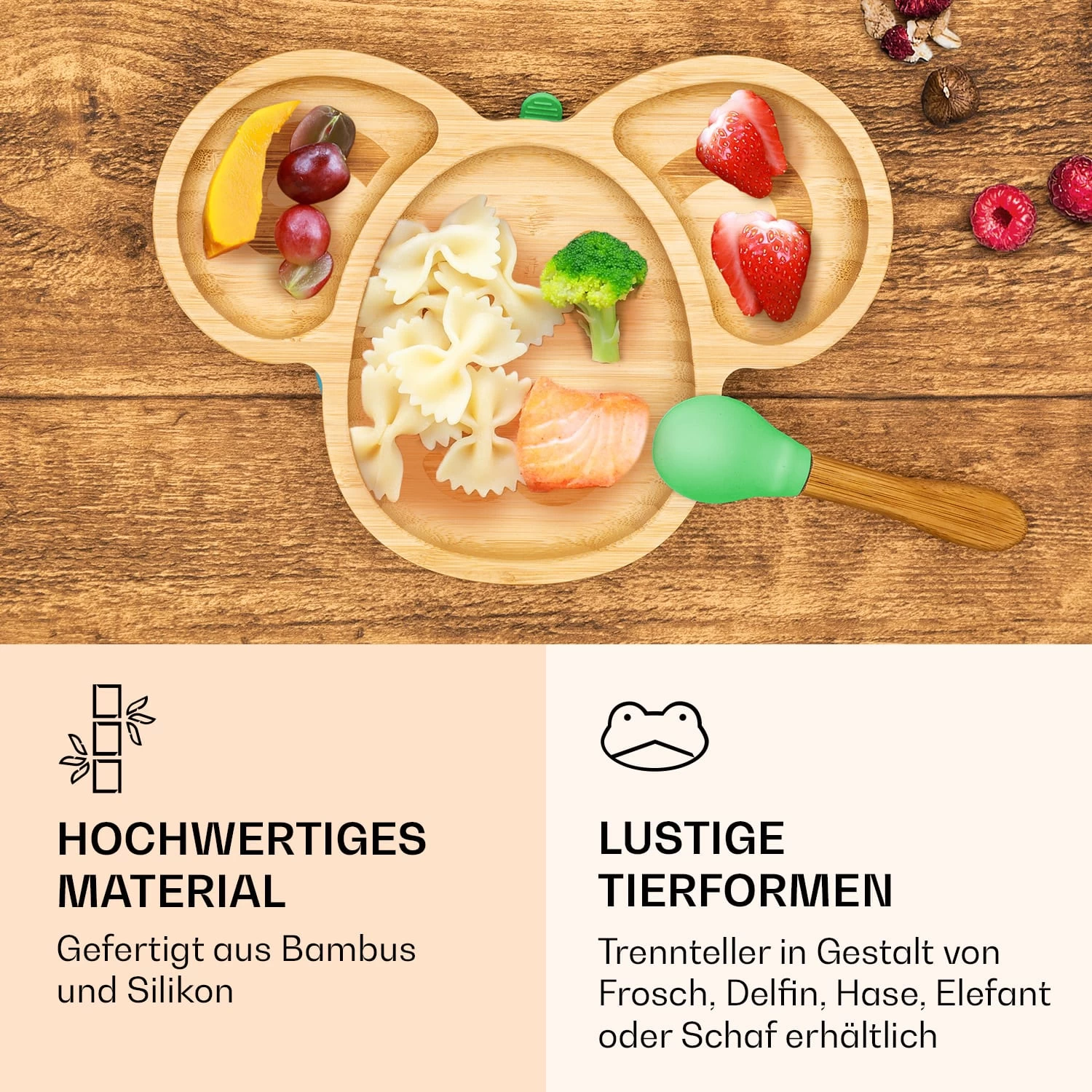 Kindergeschirr Bambusteller & Löffel 250 Ml Inkl. Saugnapf 18 X 18 Cm 6 Kindergeschirr Bambusteller & Löffel 250 Ml Inkl. Saugnapf 18 X 18 Cm – Bild 4