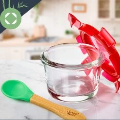 Babygläser 6er-Set Bunte Deckel Luftdichter Verschluss Geschmacksecht -Klarstein 10038298 yy 0005 logo