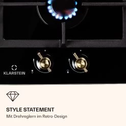 Victoria Domino Gaskochfeld 2-flammig Sabaf-Brenner Glaskeramik Retro-Look -Klarstein 10038374 de 0006 logo