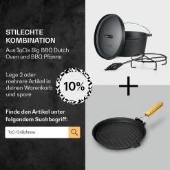 Galloway Dutch Oven 6.0 BBQ-Topf Gusseisen Voreingebrannt Größe M / 6 Qt -Klarstein 10038581 de 0007 usp
