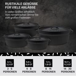 Galloway Dutch Oven 9.0 BBQ-Topf Gusseisen Größe L / 9 Qt -Klarstein 10038582 de 0006 usp