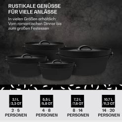 Galloway Dutch Oven 12.0 BBQ-Topf Gusseisen Größe XL / 12 Qt -Klarstein 10038583 de 0006 usp