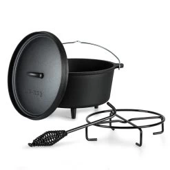 Galloway Dutch Oven 9.0 BBQ-Topf Gusseisen Standfüße Größe L / 9 Qt