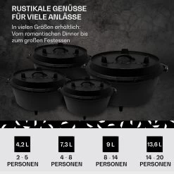 Guernsey Premium Dutch Oven 4.5 BBQ-Topf Gusseisen Größe S / 4.5 Qt -Klarstein 10038641 de 0006 usp