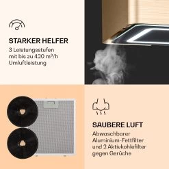 Futurelight Smart Inselabzugshaube Umluft 420m³/h LED Edelstahl -Klarstein 10038708 de 0005 logo