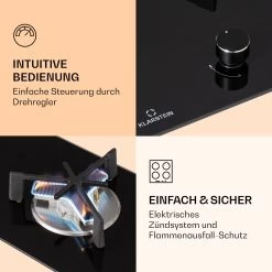 Trifecta 1 Gaskochfeld 1-flammig Starkbrenner Glaskeramik -Klarstein 10039420 de 0005 logo